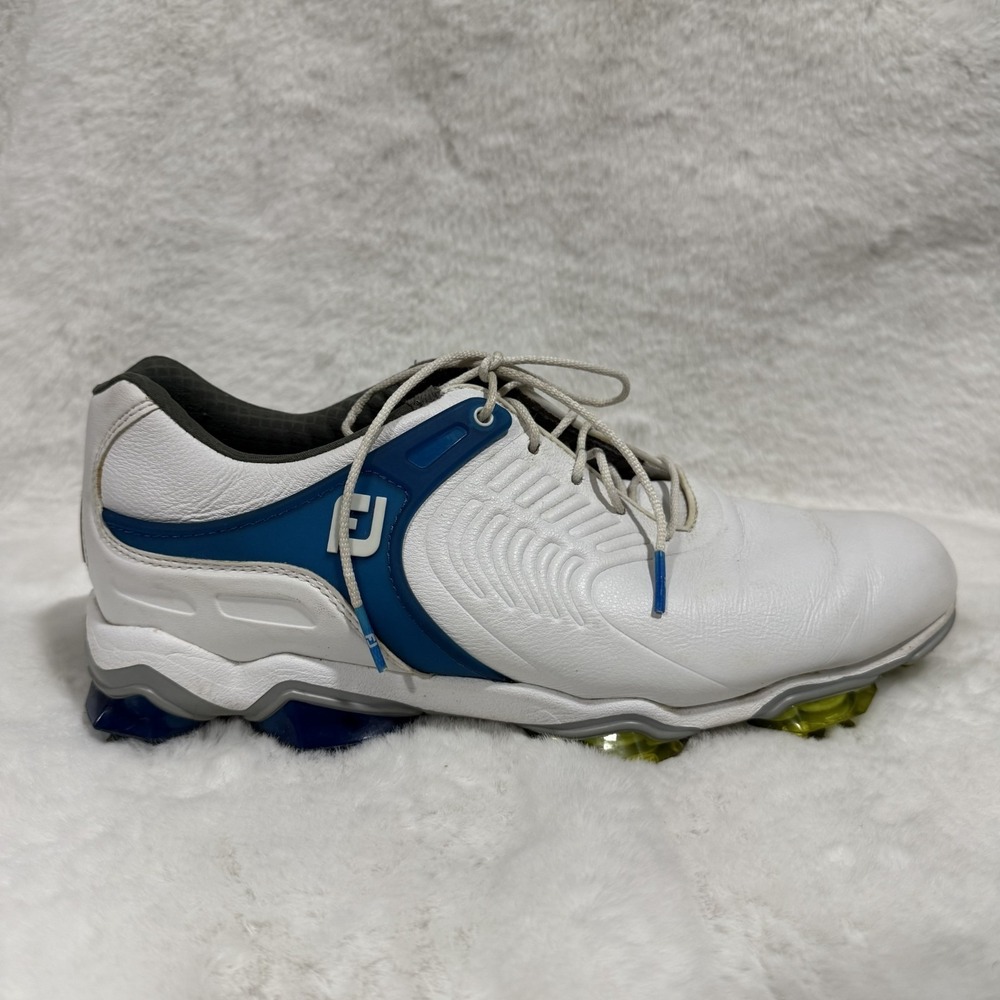FootJoy Tour-S Golf Shoes White Blue Spiked Golf Shoes Men's Size 8.5M 55301 - Picture 6 of 12